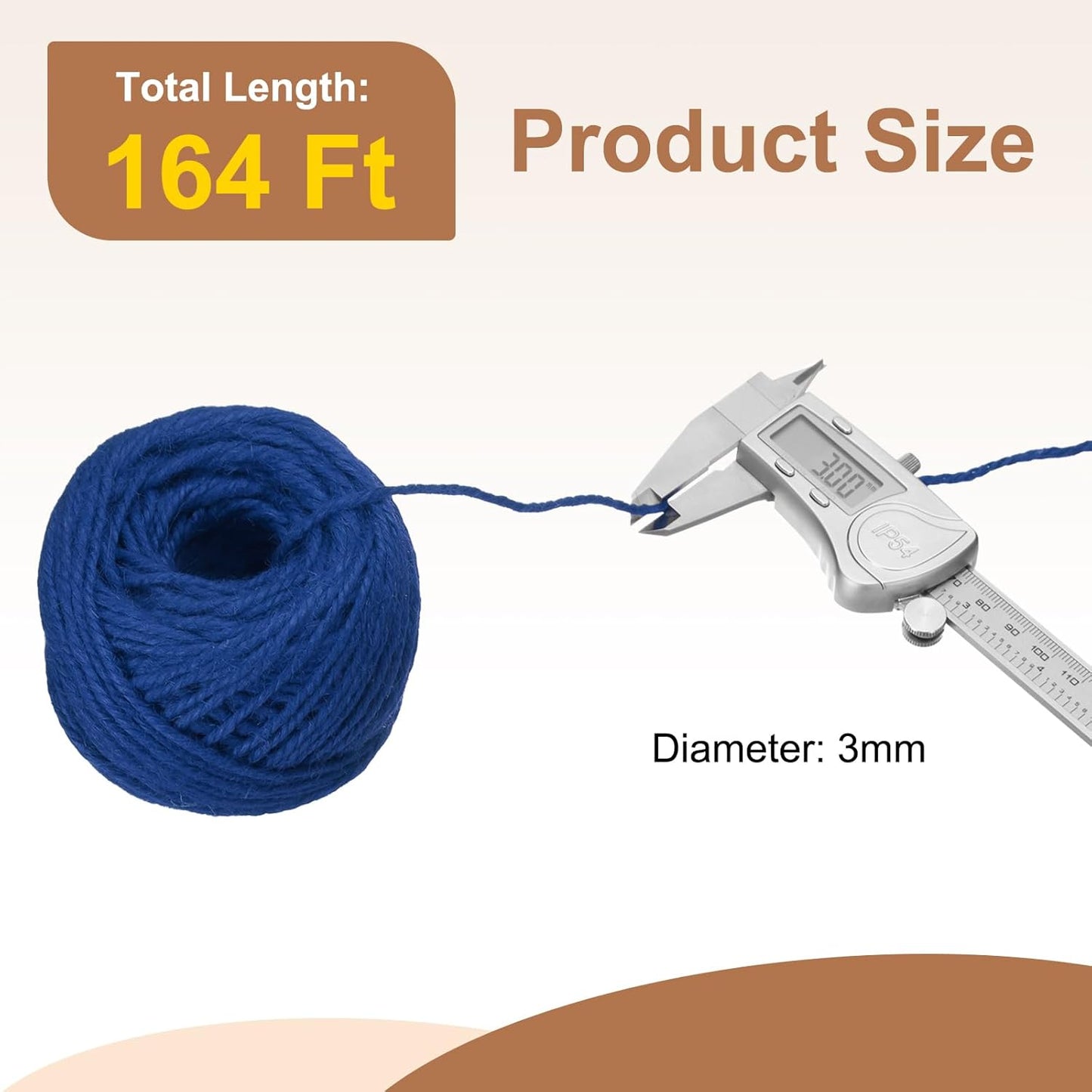 uxcell 164 Feet Natural Jute Twine String,3mm Thin Garden Twine Rope Colored Plant String Cord for DIY Art Crafts Gift Wrapping Decoration Packing Gardening Plant Hanger,Blue