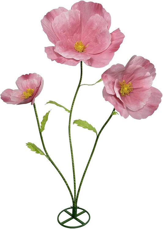 3Pcs Giant Flowers for Decoration, Large Artificial Flower Indoor Outdoor Decor Waterproof Paper Flowers for Wedding Reception Birthday Graduation Party Backdrop Decor Shop Window Display (Pink)