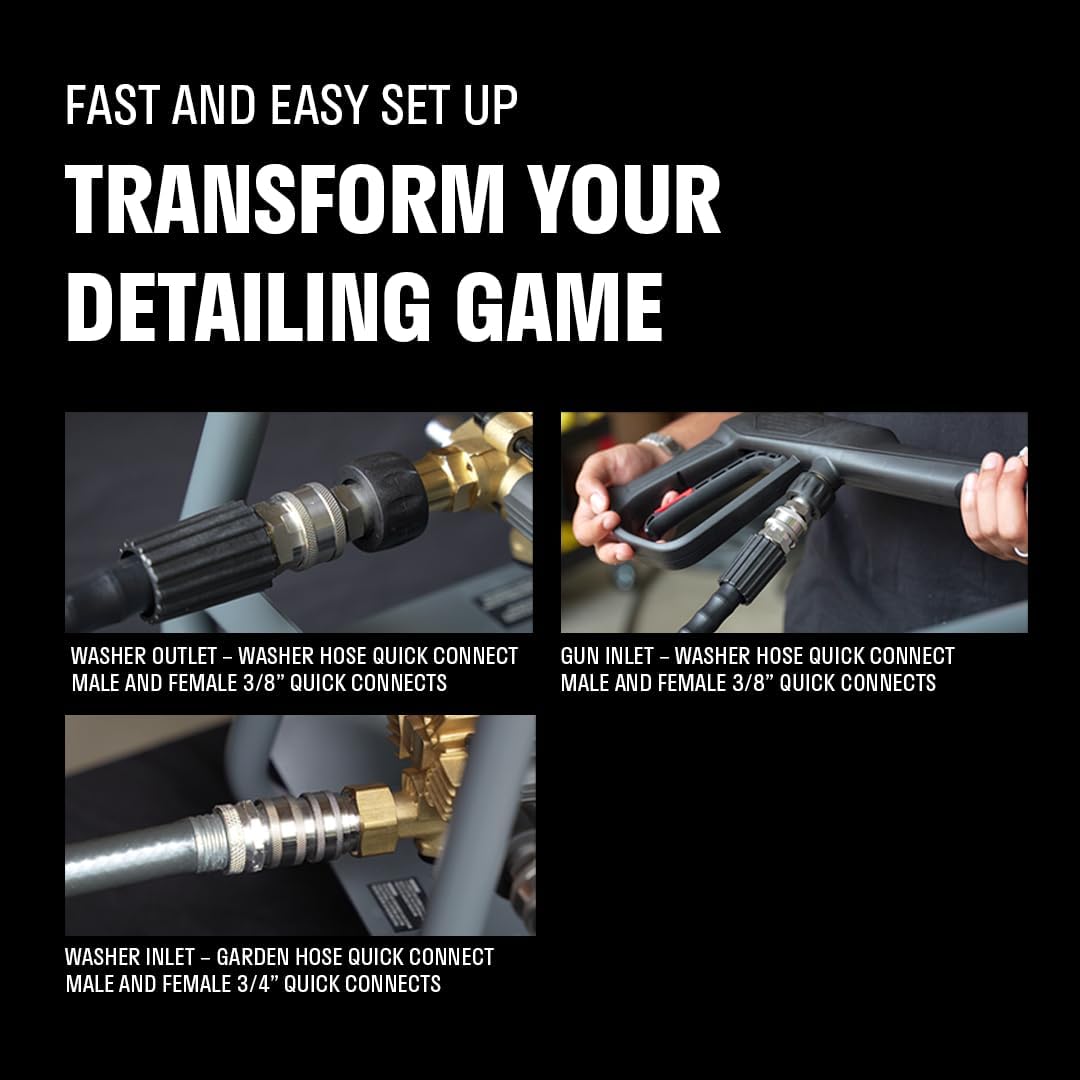 ACTIVE Quick Connect Kit M22-14mm for all type of Pressure Washers, Male Female 304 Stainless Steel Quick Disconnect Kit for Power Washer, Operating with Max 4000 PSI & 12 GPM at a temperature of 212F