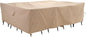 WJ-X3 Rectangular Beige Patio Table Cover, 102W x 78D x 31H Inches - Heavy Duty, Waterproof, Wind-Resistant, Anti-Fade - Ideal for Outdoor Dining Set Protection