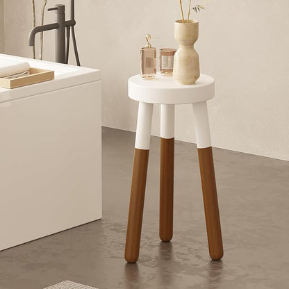 Reverse Dipped Wood Plant Stand, Wood Accent Stool,Milking Stool Set (16" H x 12" D+18" H x 12" D)