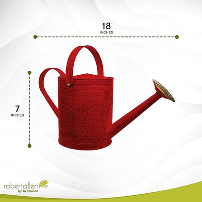 Headwind Aurora Cayenne Red Metal Watering Can 2 Gallon – Galvanized Vintage Large Watering Metal Can for Indoor & Outdoor Garden Use by Robert Allen