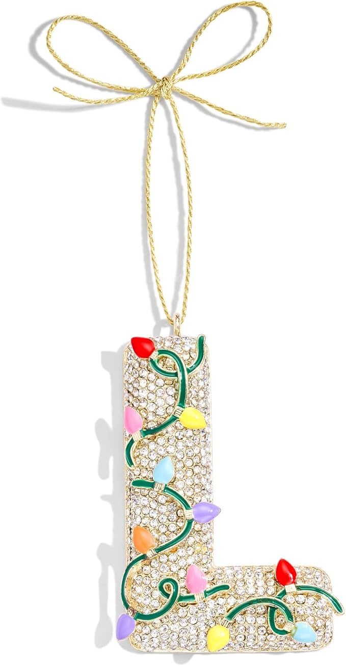 2025 Christmas Initial Ornaments,Letter L Ornaments for Xmas Tree,Hanging Christmas Ornament Gift for Mother Friends Sister Wife Grandma Women Men