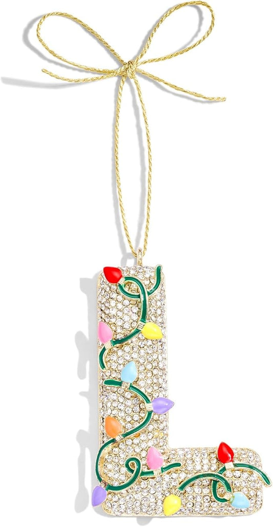 2025 Christmas Initial Ornaments,Letter L Ornaments for Xmas Tree,Hanging Christmas Ornament Gift for Mother Friends Sister Wife Grandma Women Men