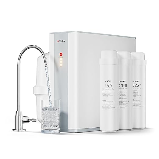 ANGEL Reverse Osmosis Water Filter, 7 Stage Under Sink Water Filtration System, 3-Year Long-Lasting RO Filter, 2:1 Pure to Drain, Reduces PFAS/PFOS, Fluoride, Chlorine, Bad Taste & Odor, Lead-Free