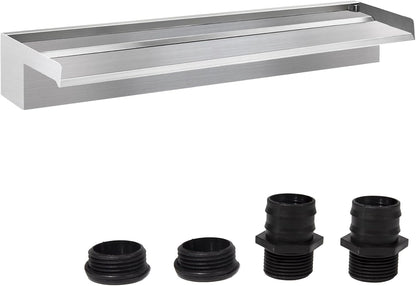 Waterfall Spillway Fountain 304 Stainless Steel Water Pool Fountain with Wider Water Flow Platform,Pool Waterfall for Outdoor Garden and Patio Decorations(35.5 Inch)