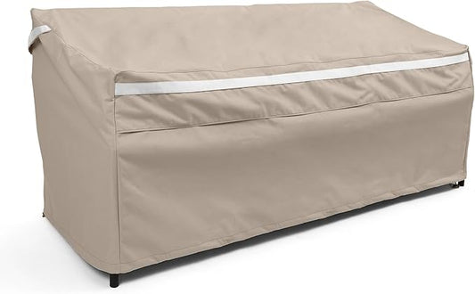 Covermates Prestige Outdoor Patio Sofa Cover – Water-Resistant 900D Polyester, Rot-Resistant Double-Stitched Seams, Auto-Locking Drawcord, Mesh Vents & Buckle Straps, 108W x 38D x 38H, Clay