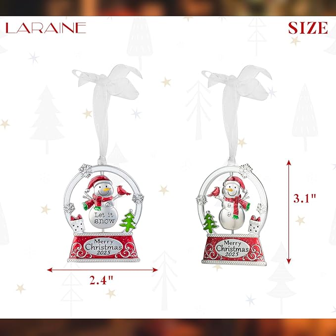 Laraine Christmas Tree Ornaments – 2025 Decorative Rotation Hanging Pendant of Car Charm Holiday Keepsake Gift Home Decor (Snowman (2025))