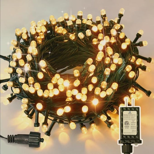 Christmas Lights, 200 LED 76FT Christmas Tree Lights, 2024 Upgraded Twinkle LED String Lights with 8 Modes for Indoor/Outdoor Xmas Tree Decorations, Bubble LED Warm White, Adapter Included