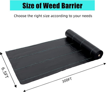 Garvee 6.5ft x 300ft Premium 3oz Pro Garden Weed Barrier Landscape Fabric Durable & Heavy-Duty Weed Block Gardening Mat, Easy Setup & Superior Weed Control, Eco-Friendly & Convenient Design