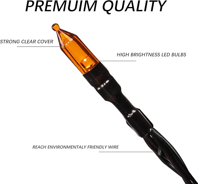 Dazzle Bright 200 LED Halloween Mini String Lights, 65FT Light Up 8 Modes Christmas Decorations Fairy Lights for Indoor Outdoor Room Garden Holiday Party (Orange)