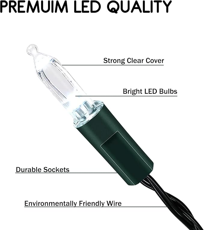 Battery Operated Christmas Lights, 2 Pack 17ft 50 LED Mini String Lights with 8 Modes Auto-Timer, Waterproof Tree Lights for Outdoor Indoor Xmas Holiday Wreath Garden Decor, Cool White