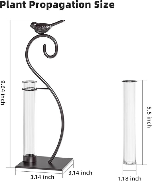 Marbrasse Plant Propagation Station, Plant Terrarium with Tubes Glass Vase, Desktop Glass Planter for Hydroponic, Plant Lover Gifts for Women Home Kitchen Office Garden Decor Terrarium Supplies