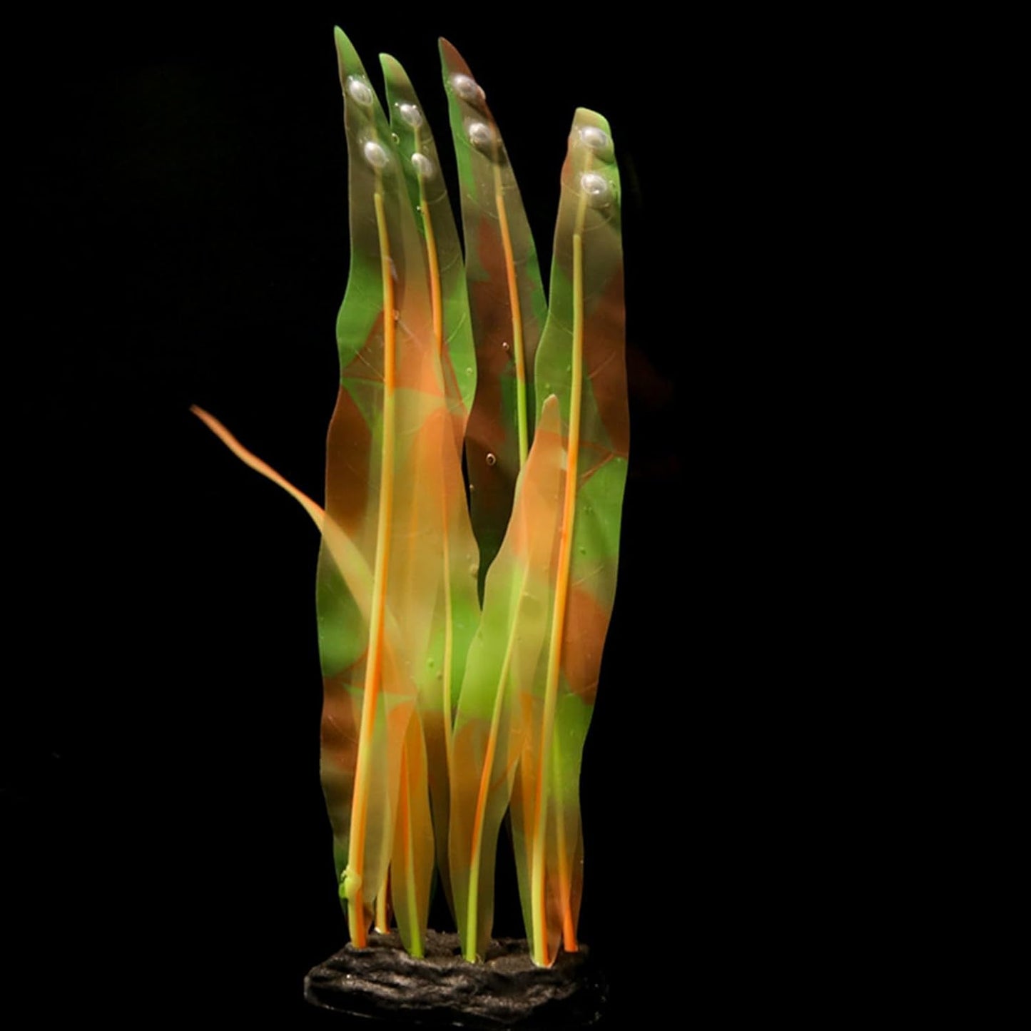 3Pcs Soft Silicone Aquarium Plants Set Glowing Kelp Fish Tank Plants Decor Artificial Orange Aquarium Plant Simulation Artificial Water Grass for Fish Tank,7.08in9.84in16.9in