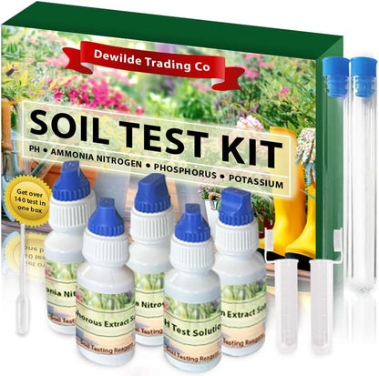 Soil Test Kit -140 Test- 2025 Updated- Testing PH Ammonia Nitrogen Phosphorus and Potassium - Tester for Your Vegetable Garden Lawn and Soil