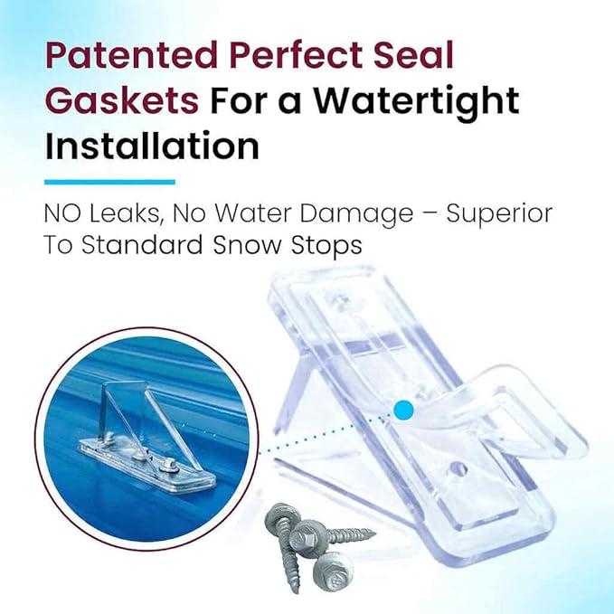 25 Pack Snow Guards for Metal Roofs – with Perfect Seal Gaskets & Screws – Heavy-Duty Polycarbonate Snow Stops Prevent Sliding Snow & Ice – Roof Snow Retention System | Made in USA