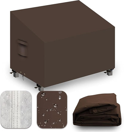 Heavy Duty Patio Sofa Covers Waterproof, Outdoor 3-Seater Couch Cover Waterproof, 600D Outdoor 2-Seater Loveseat Furniture Covers with Air Vent Handle 48''W x 28''D x 24''H/ 35''H Brown