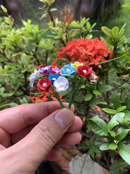 100 pcs Mini Flowers Mulberry Paper Flowers 13-15 mm Scrapbook Craft Card DIY Craft Using for Crafts, Bouquets, Scrapbooks, Decorations, Greeting Cards Artificial Flowers (Mixed 10 Colors)