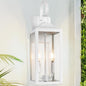 19" White Outdoor Wall Lantern 2-Light, Large Modern Wall Sconce Light Fixture, Industrial Porch Light with Glass, Waterproof Farmhouse Exterior Lamp