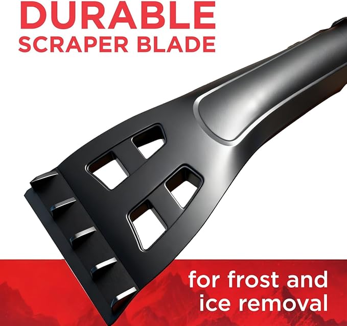 Ice Scraper and Snow Brush for Car, Lightweight 7" Brush Head & 33.5" Extendable Handle for Quick Windshield and Window Cleaning on SUV, Truck, Auto(Red)