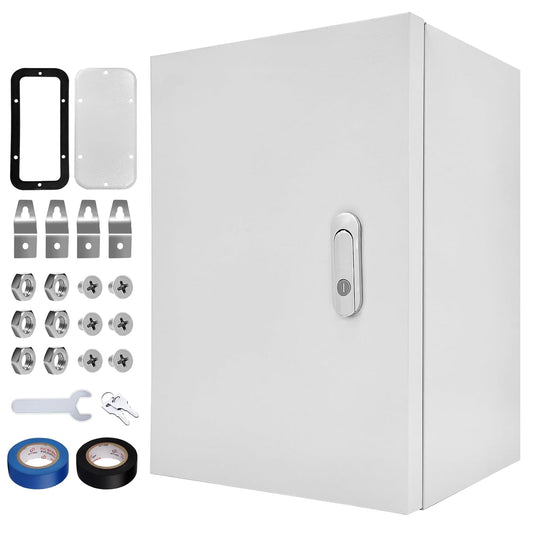 Outdoor Electrical Box 20 x 16x 8''D NEMA 4X Enclosure Steel Box, Waterproof & Dustproof Outdoor/Indoor Lockable Electrical Junction Box, with Mounting Plate