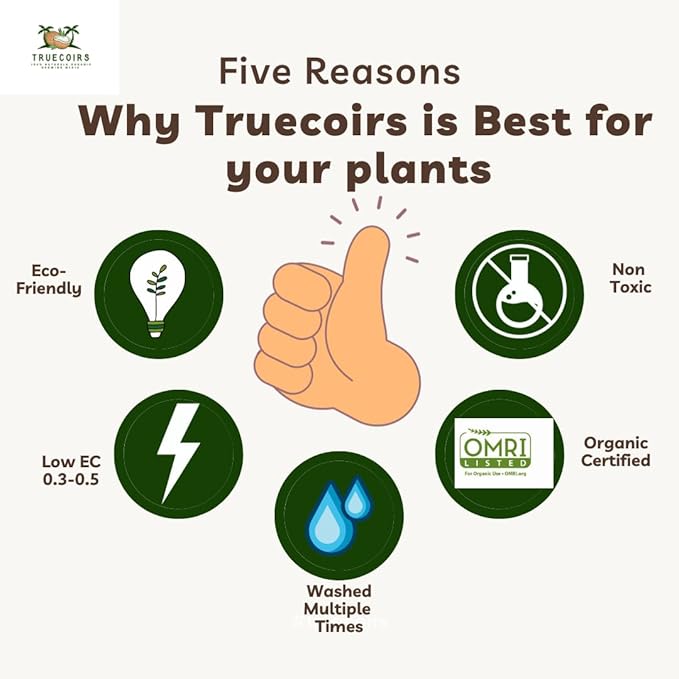 Coco Coir Bricks - Pack of 5, 1.4LBS Each (Total 7LBS)| Organic Solution for Sustainable Gardening! |OMRI Listed | Renewable Soil Made of Coconut | PH (Neutral) | Low EC