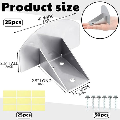 25 Pcs Snow Guards, Roofs Snow Guards, Stainless Steel Snow Stops, Prevent Sliding Ice Snow Stop Buildup with Adhesive Gasket and Screws for Metal Roofs Steel Roof Winter Supplies