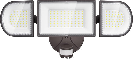 iMaihom 100W Motion Sensor LED Security Light, 9000LM Super Bright Flood Lights Outdoor, 6500K Exterior Floodlight, IP65 Waterproof, 3 Head Adjustable Motion Detector Light for Yard Garage (Brown)
