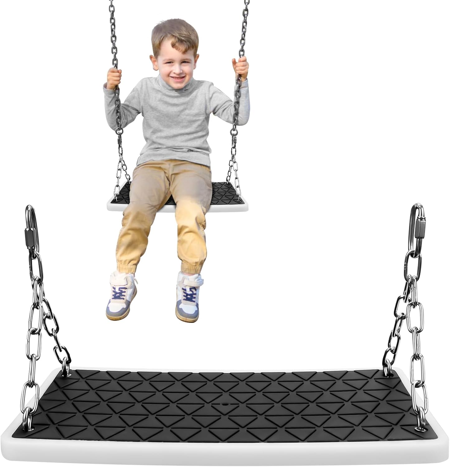 Swing Seat Accessories Heavy Duty, Non Slip Tree Swing Playground Backyard Swing Set Replacementfor Kid Indoor Outdoor, Black