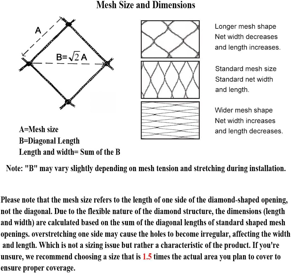 Woven Bird Netting 15X40 FT, 1/2" Mesh, Strong Bird Net Protect Fruit Trees, Blueberry, Vegetables, Strawberry Plants, Garden Netting Pest Barrier, Against Deer, Squirres, Small Critters
