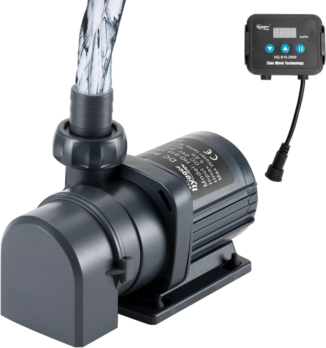 hygger 800GPH Quiet Submersible and External 24V Water Pump, with Controller (30%-100% Settings), Powerful Return Pump for Fish Tanks, Aquariums, Ponds, Fountains, Sump, Hydroponics (25W, 9.8ft)