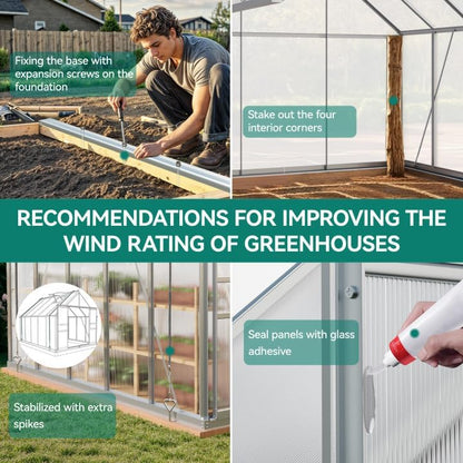 YITAHOME Polycarbonate 6x8FT Greenhouse Heavy Duty Green Houses Outdoor Greenhouses Aluminum Sliding Doors Vent Window Premium Large Sun House for Garden Backyard, Black