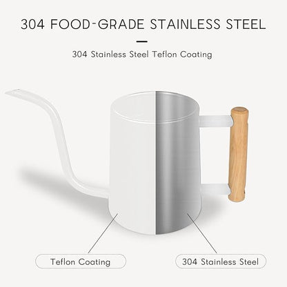 Watering Can Indoor Plants, 35 oz/1000 ml Metal Stainless Steel Watering Can Pot with Long Spout for Indoor House Plants Bonsai Outdoor Garden Flower Decorative (White)