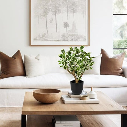 Small Fake Plant Artificial Bonsai Tree 17" Faux Plants Indoor Realistic Fake Potted Plants Small Fake Tree Decor with Pot for Home Table Office Desk Bathroom Bedroom Living Room Farmhouse Decoration