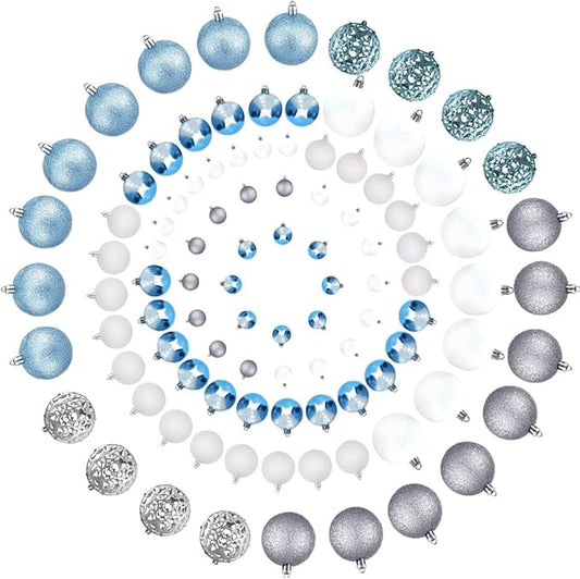 100-Pack Christmas Ball Ornaments for Tree,Shatterproof Plastic Holiday Baubles Set in Assorted Sizes and Finishes, Christmas Tree Decorations for Home, Office, Party, Indoor Outdoor Use
