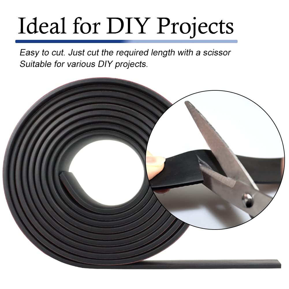 Neoprene Rubber Strips Self Adhesive Solid Rubber Sheets, Rolls & Strips for DIY Gaskets Crafts Pads Seals Warehouse Flooring Neoprene Sheet with Adhesive Backing (1" Wide x 1/16" Thick x 20' Long)