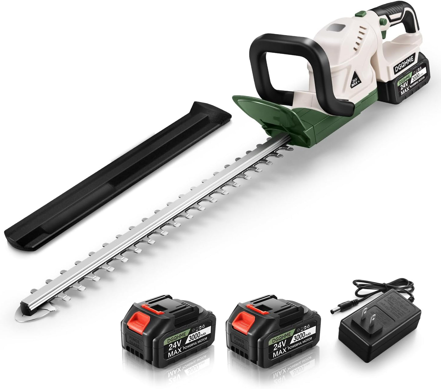 20" Hedge Trimmer Cordless,Electric Bush Trimmer with 2 Pack Rechargeable Batteries,Lightweight Hedge Trimmers,3000RPM 180°Rotatable Head,3/4" Blade Gap