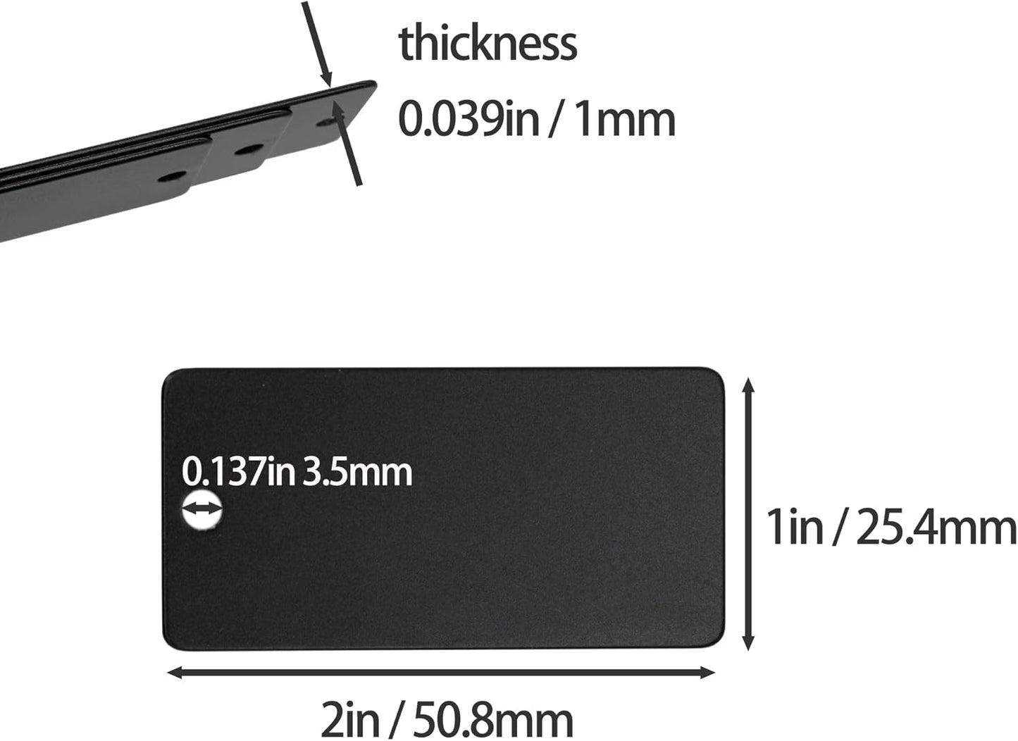 StayMax Anodized Aluminum Engraving Blanks 1x2 Inch 50 Pack (Black)