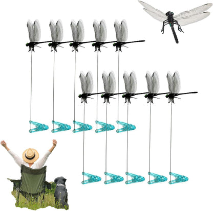 8Pcs Fake Dragonfly Clips, 3D Outdoor Dragon Fly Decorative Clip, Artificial Dragonfly Hat Clips, for Summer Indoor/Outdoor Garden Dragonfly Decorative Clips. (Black)