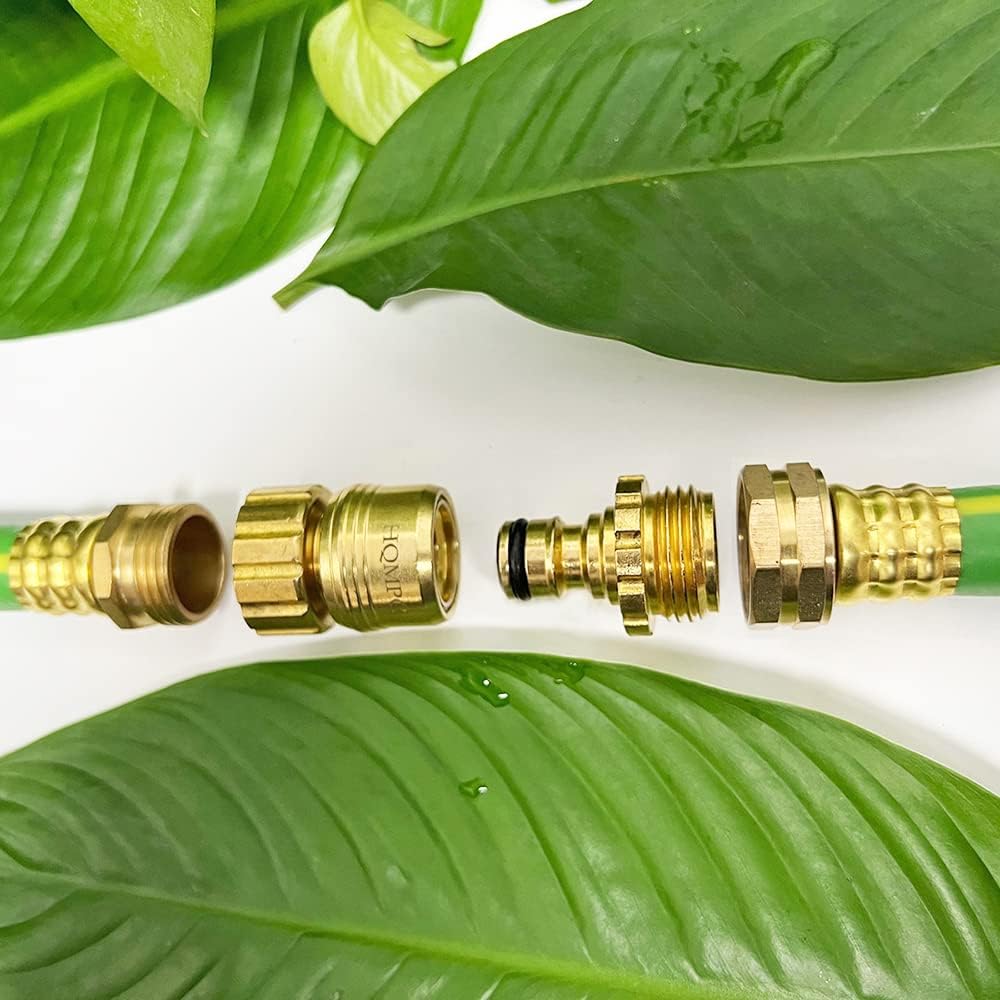 HQMPC No Pb Garden Hose Quick Connect Brass Hose Quick Connect Quick Release Hose ConnectorWater Hose Connectors 3/4" GHT (6 SETS)