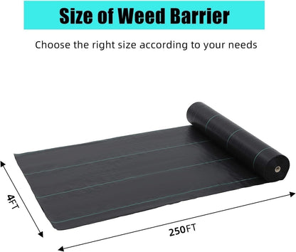 4ft x 250 ft Weed Barrier Landscape Fabric, Premium Non-Woven 1.8oz Ground Cover Weed Block Gardening Mat, Easy Setup & Superior Weed Control, for Erosion Control, Weed Block, Ground Cover