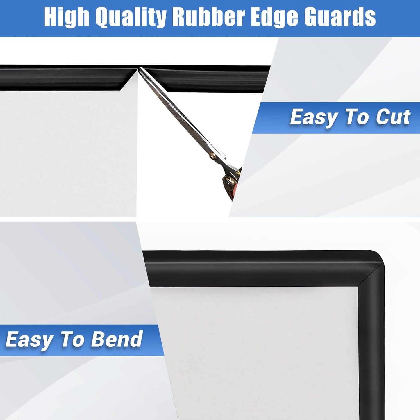 Rubber Edge Trim, Self-Adhesive U Shaped Edge Protector for Plywood, Cabinet, 1-5/8" Wood Edge Banding, Flexible Furniture Repair, EPDM Material, Fit 1-5/8"(41mm), Length 20Ft, Black
