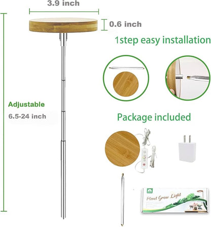 Plant Grow Light for Indoor Plant,Bamboo Mini LED Grow Light Garden,Height Adjustable,Automatic Timer with 8/12/16 Hours