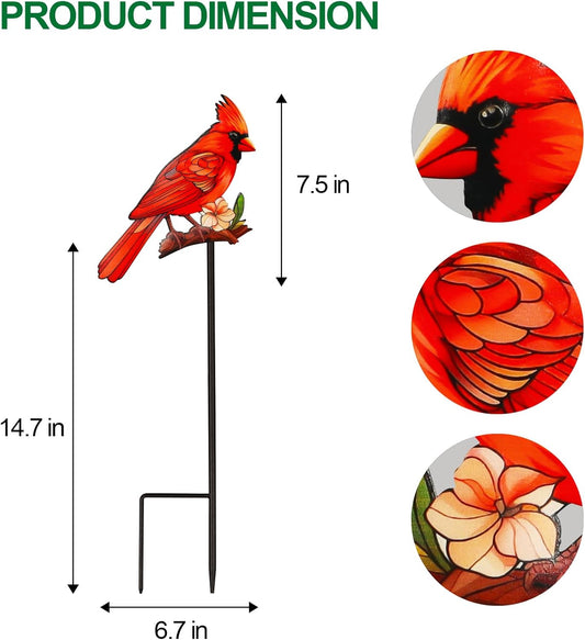 Decorative Garden Stakes with Cardinal Design Metal Yard Decorations for Outside, Patio, Outdoor Decor, Garden, Lawn Ornaments Gifts for Women Mom and Grandma
