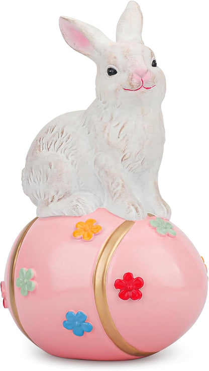 Large Rabbit Figurines Decoration for Home, Hand-Painted Bunny Figurine Statue for Garden, Indoor & Outdoor Decoration, Suitable for Mother Gift, Women Birthday Gift