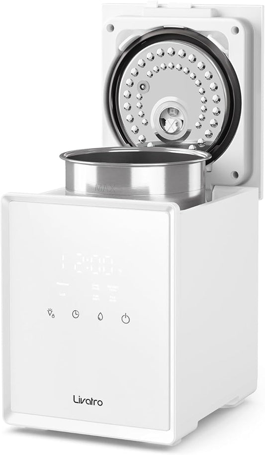 3L Stainless Steel Warm Mist Humidifier with Easy Clean and Warm Steam Function, Healthy Air Mist Humidifiers for Bedroom Living Room, with Sleep Mode and Auto-off Setting