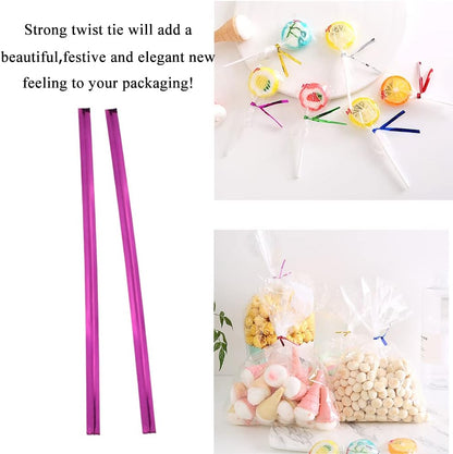 HAHIYO 300Pcs 4 inches Rose Red Metal Twist Ties Bread Candy Coffee Bag Ties Plant Garden Twist Ties for Cellophane Treat Bags Gift Wraping Bags Plastic Bags Halloween Party Cake Present Art Crafts