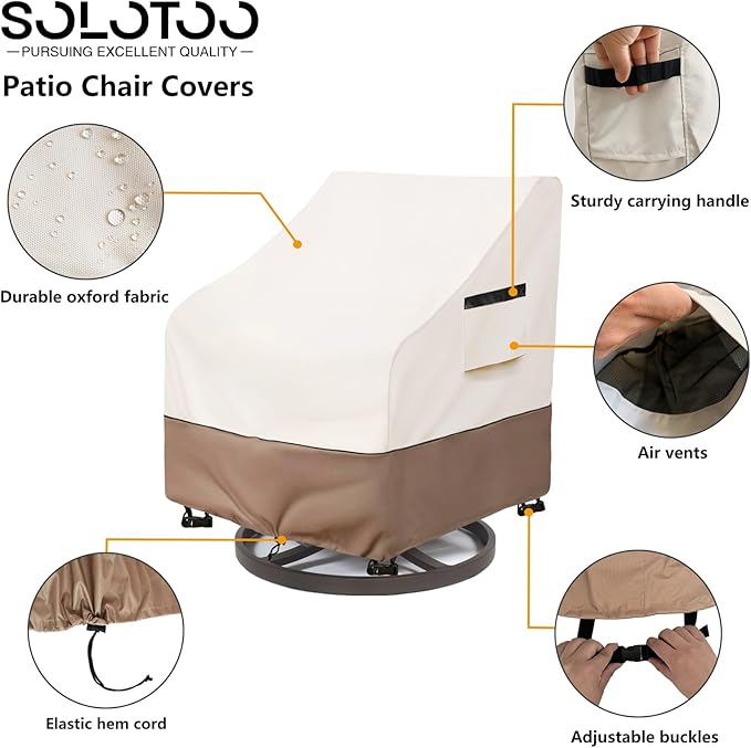 Patio Chair Covers Waterproof Patio Furniture Covers, 30W x 34D x 36H Inches Swivel Outdoor Chair Cover 4 Pack (Beige)