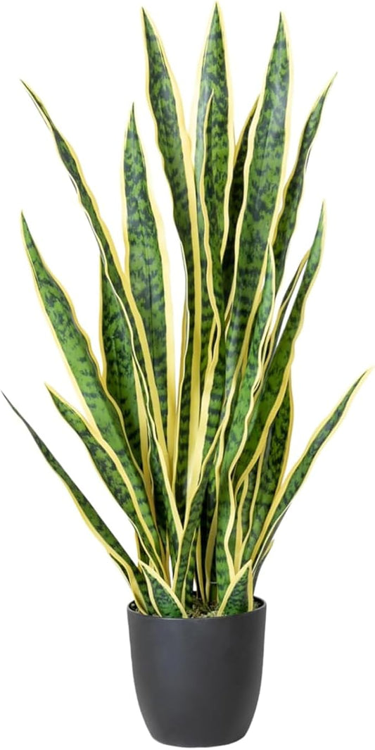 Artificial Snake Plant, 27" Fake Sansevieria with Basket, Faux Plants for Indoor Home Office Store Decoration, Perfect Faux Mother in Law Plants