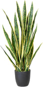 Artificial Snake Plant, 27" Fake Sansevieria with Basket, Faux Plants for Indoor Home Office Store Decoration, Perfect Faux Mother in Law Plants